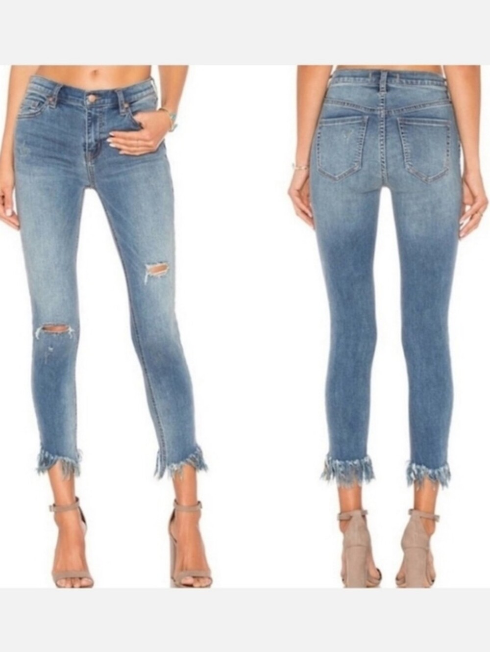 Free People We The Free Fringe Hem Skinny Jeans